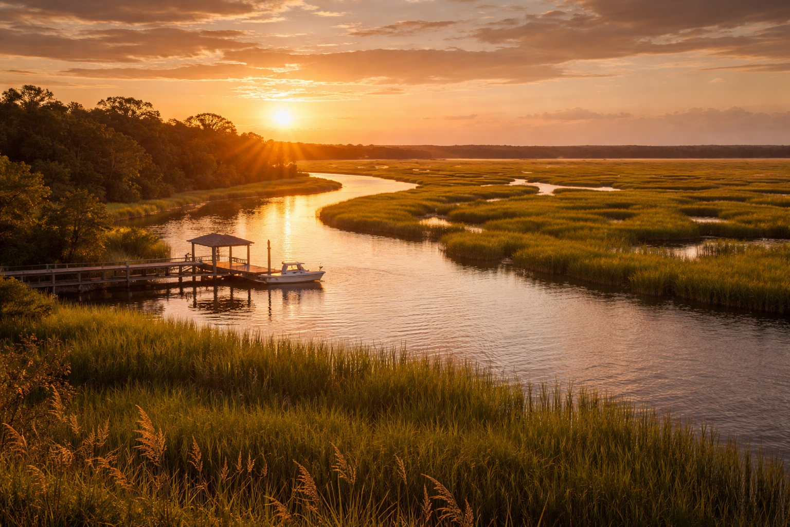 Georgia coast marsh golden light