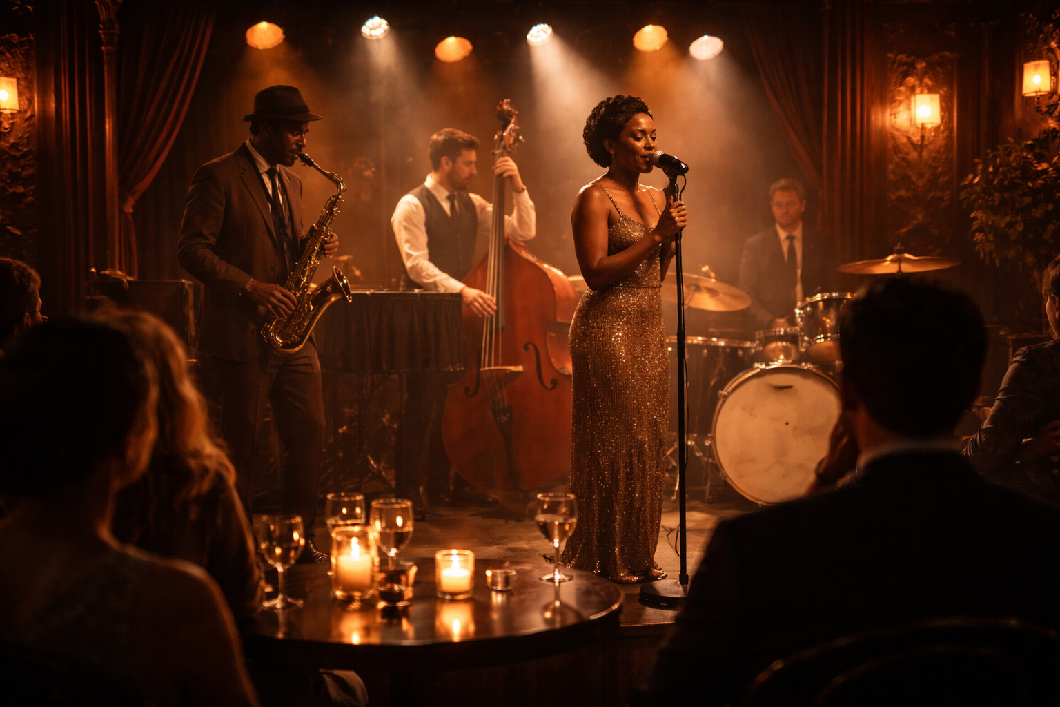 夜の音楽が響く室内