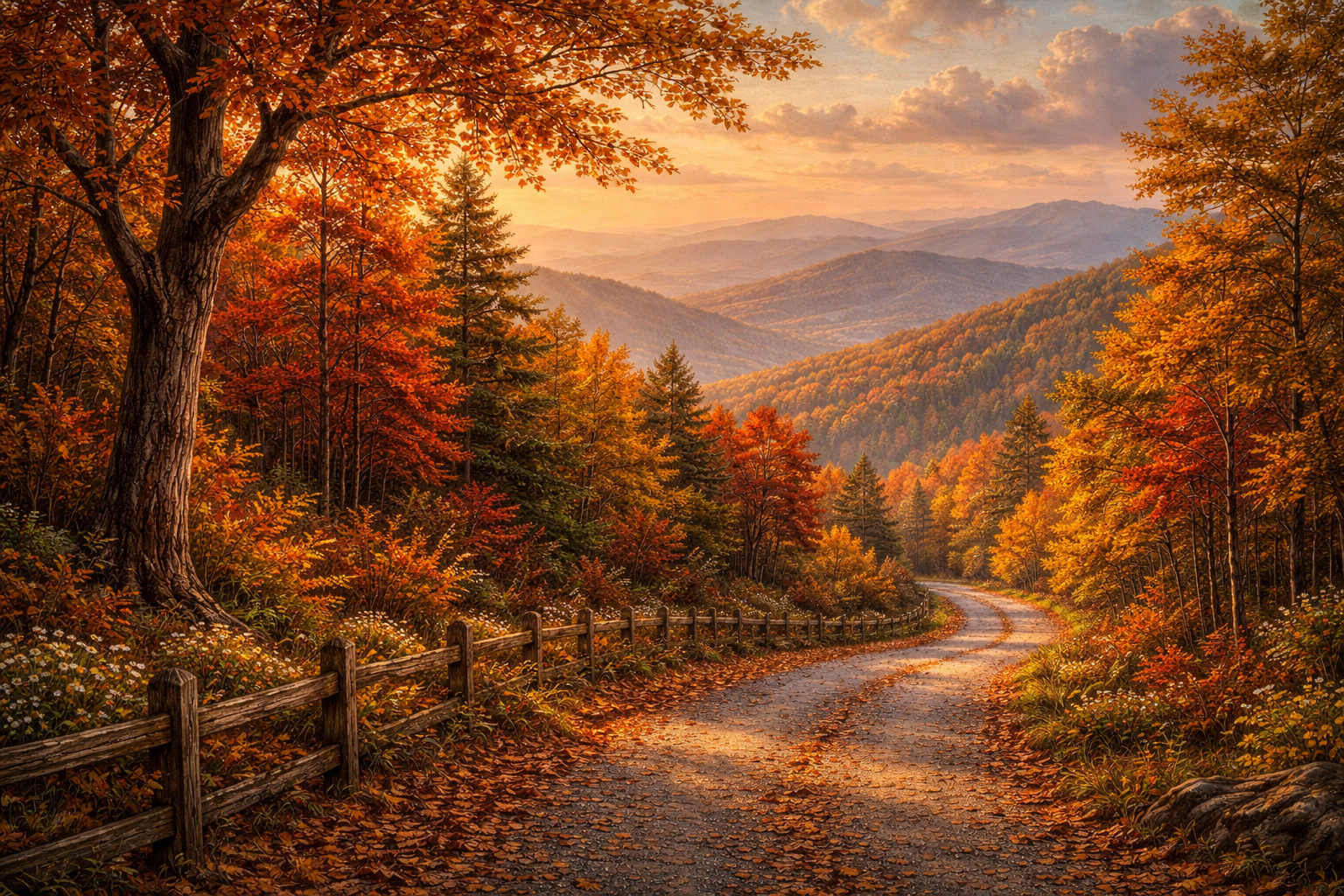 秋色に染まる山道