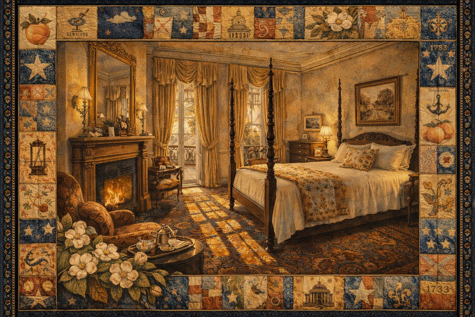 サバンナの歴史ある宿の客室