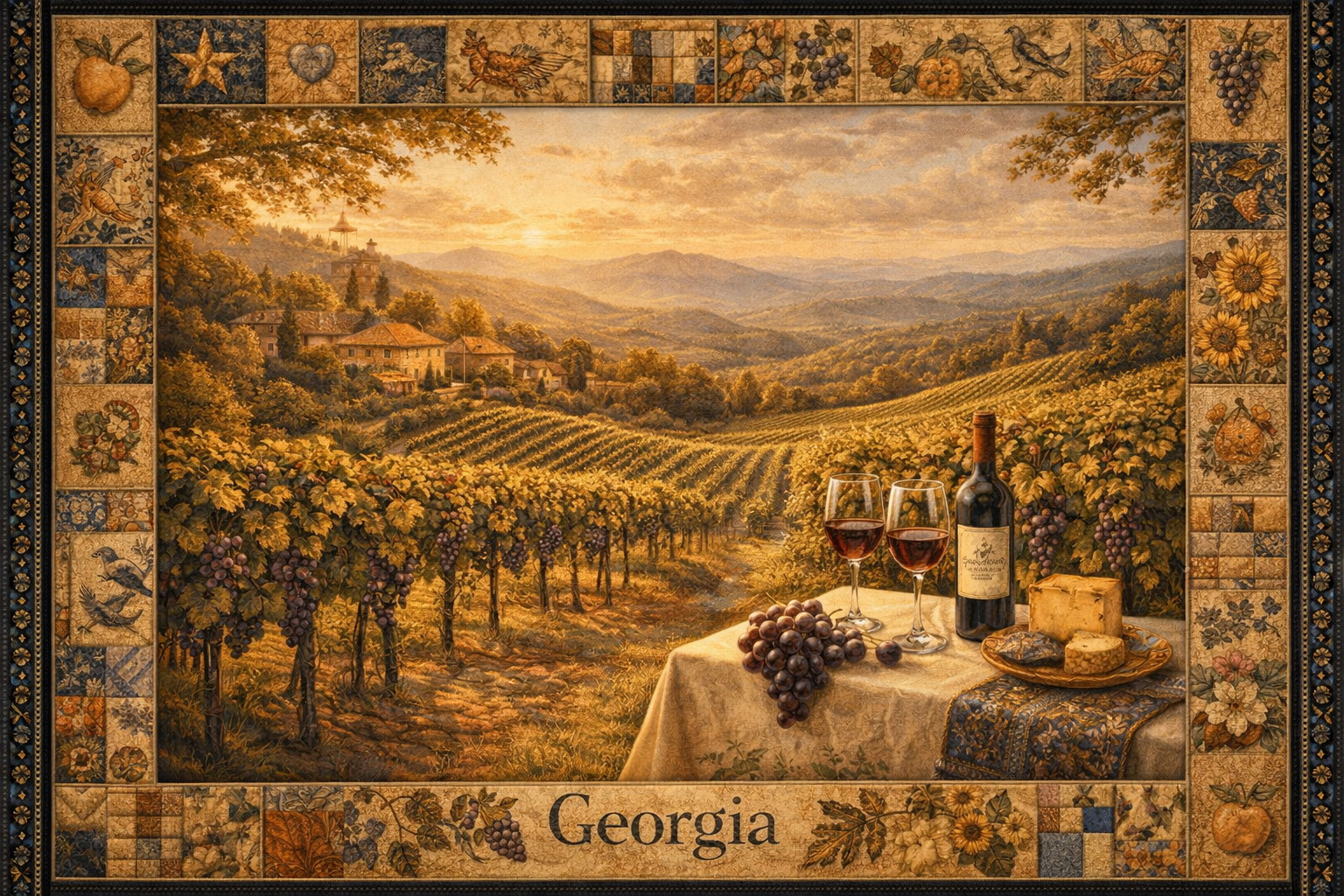 Georgia vineyard hillside afternoon